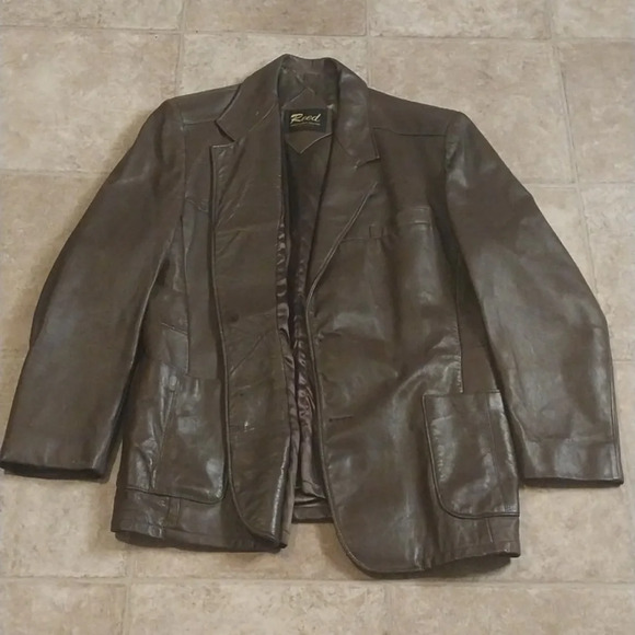 Reed Sportswear Leather Jacket Blazer Men's SZ XLT 1960s 70s Brown - Picture 1 of 8